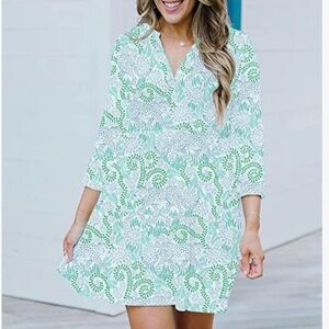 NWT Mary Square Leopard Lounge Blue Laguna Dress XL